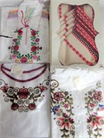 Hungarian Folk Weave Embroidered Tablecloth