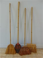 (4) Bamboo Handled Brooms