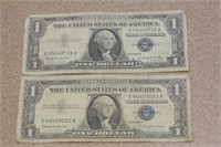 Lot of 2 1957 Blue Seal $1.00 Note