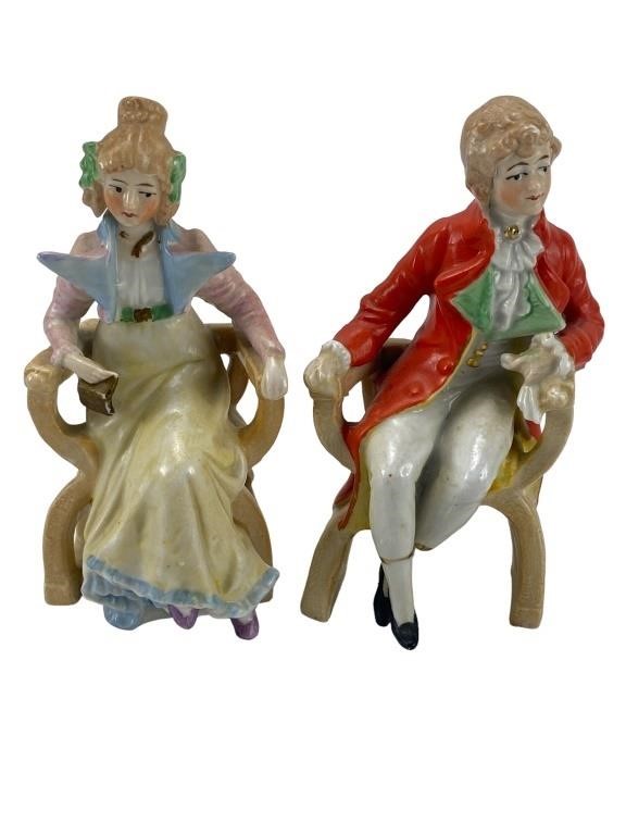 Porcelain Victorian/Colonial Sitting Couple