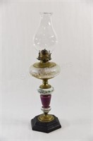 Kerosene Frosted, Ceramic & Glass Painted Lamp
