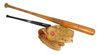 KEN GRIFFEY JR BASEBALL BAT, GLOVE & MINI BAT