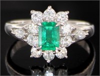 Platinum 1.39 ct Natural Emerald & VS Diamond Ring