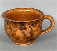 PA redware cup with manganese sponging ca. 1870;