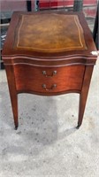 Mahogany Leather Top One Drawer End Table