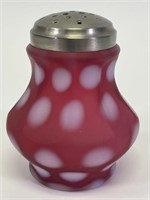 Art Glass Cranberry Dot Sugar Shaker Satin Finish