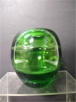 Hand Blown Green Art Glass Vase