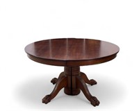 Round Victorian Table w/ Paw Feet, Leaves
