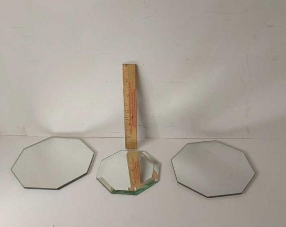 3 Octagon Mirrors For Candles. U15B
