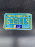 1997 WEST VIRGINIA MOTORCYCLE LICENSE PLATE