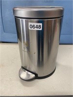 Small chrome trash can flip top