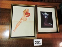2 Vintage Pin Up Framed Art George Petty