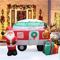 Santa with Reindeer Camper Christmas Decoration