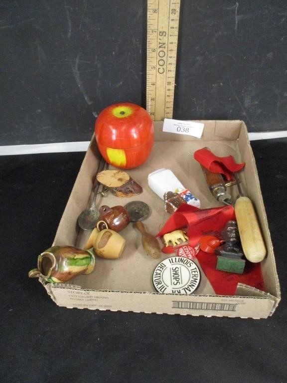 Fireman Badge wooden apple and misc
