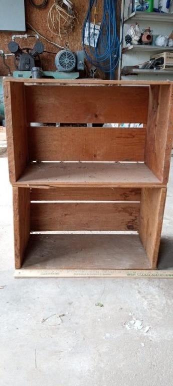 Vintage apple crate shelves