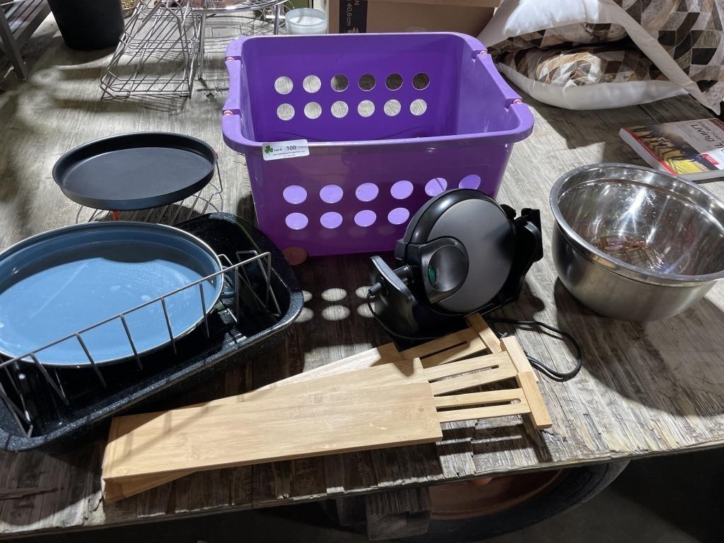 Waffle Maker, Mixing Bowl, Drawer Dividers