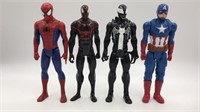 Four Large Marvel Action Figures Spiderman Venom