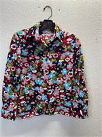 Vintage 70s Femme Floral Button Up Poly Shirt