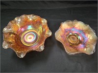 (2) Carnival Glass Bowls - See Description