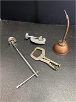 Basin wrench, Eagle oil can, pipe tubing cutter &