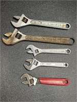 5 crescent wrenches, 6, 8, & 10in