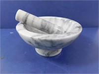 Marble White with Black Vein Mortar and Pestle