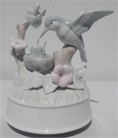 Bird Feeding Babies Porcelain Music  Figurine