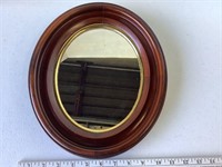 oval framed mirror brass inlay 12.5 x 10.75