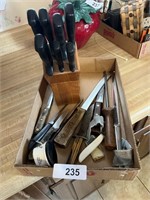 Assorted Kitchen Knives, Knife Block