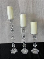 3pc Stagger Size Cut Crystal Candlesticks