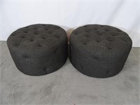PAIR OF LARGE TUFTED OTTOMANS