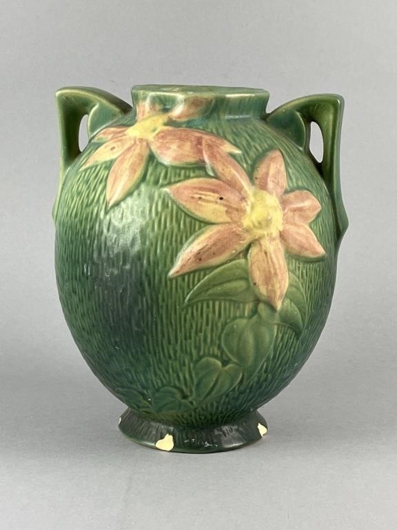 Roseville Pottery Clematis Dbl Handle Vase