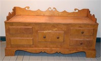 Wood Hand Made Chest w/Bench Seat and Contents