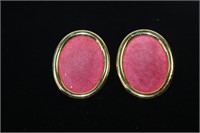 Pair of Red Oval Earrings