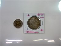 1 $ USA 1922 .900 silver F