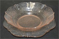 Pink Depression Glass Bowl & Plate