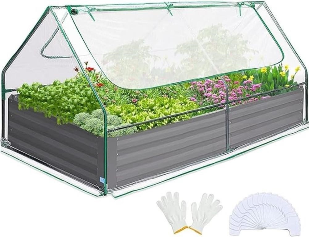 E5075 Raised Garden Bed with Cover 6x3x1ft Clear