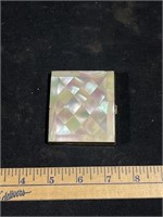 Vintage brass mother of pearl compact