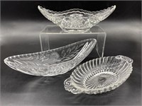 (3) Vintage Pressed Glass Oval Serving Pieces