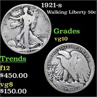 1921-s Walking Liberty Half Dollar 50c Grades vg+