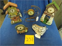 5 misc small, decorative clocks