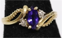 10K GOLD BLUE SAPPHIRE RING  SIZE 6