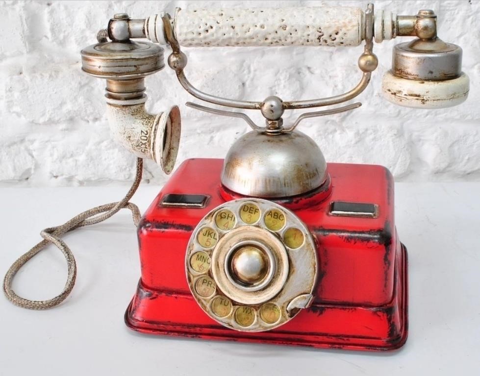 ANTIQUE DIE CAST ROTARY PHONE REPRODUCTION