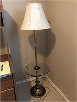 Brushed Brass Tray Table Floor Lamp