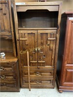 WOOD ARMOIRE W/ SHELVES & DRAWERS