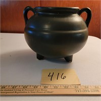 Black Ceramic 3 Footed Pot-