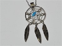 18" Sterling Silver Necklace w/Turquoise