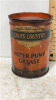 Vintage Cross Country Water Pump Grease tin can