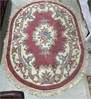 Oval Indian 'Aubusson' Style Wool Rug