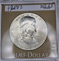 1954 d BU Franklin Half Dollar